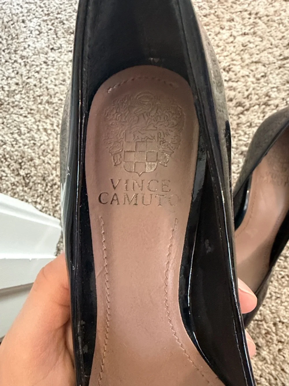 Vince Camuto Black Patent Leather Pointed-Toe Pumps - Picture 3 of 3
